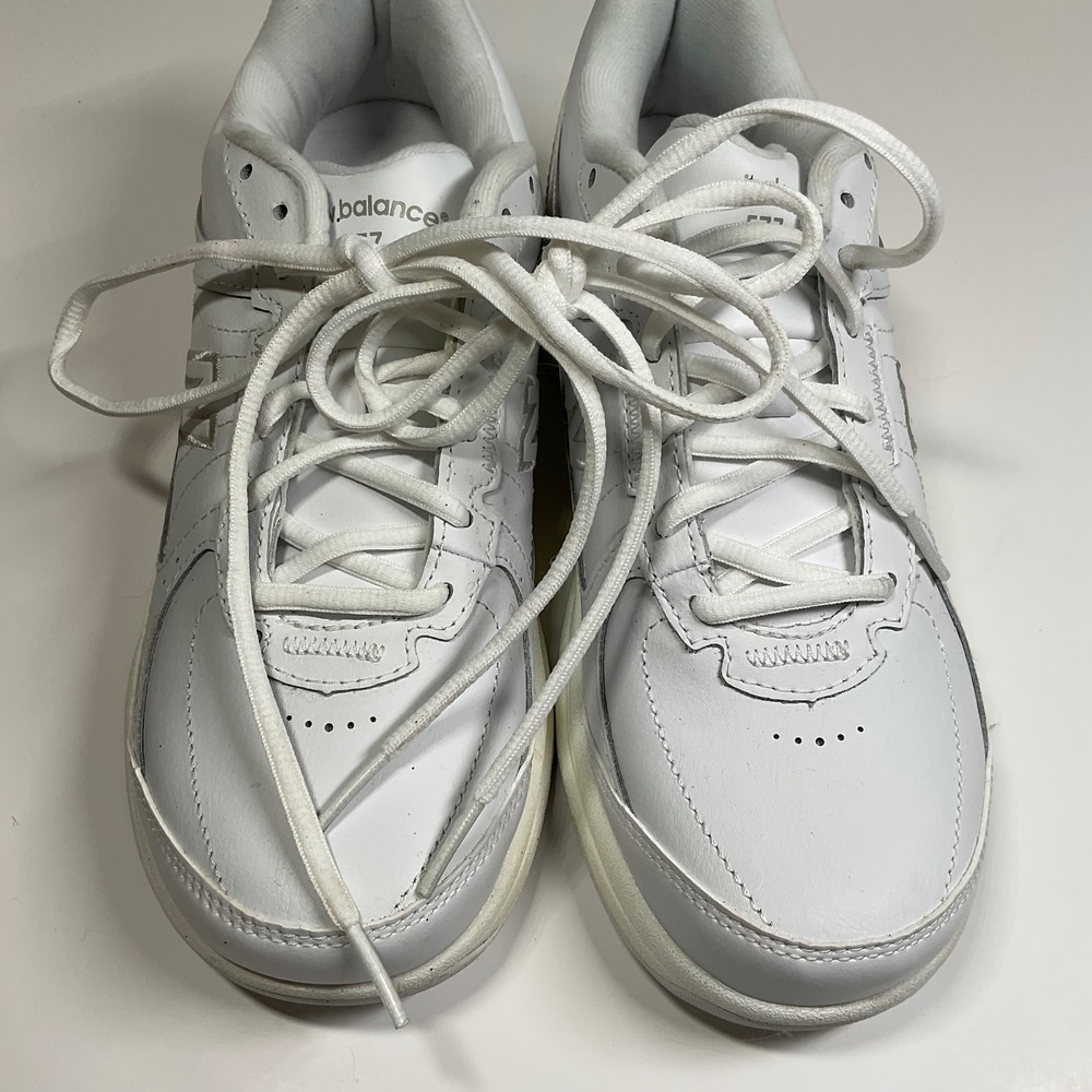 New Balance 577 White Leather Walking Shoes Womens 8 2A Narrow WW577WT ABZORB